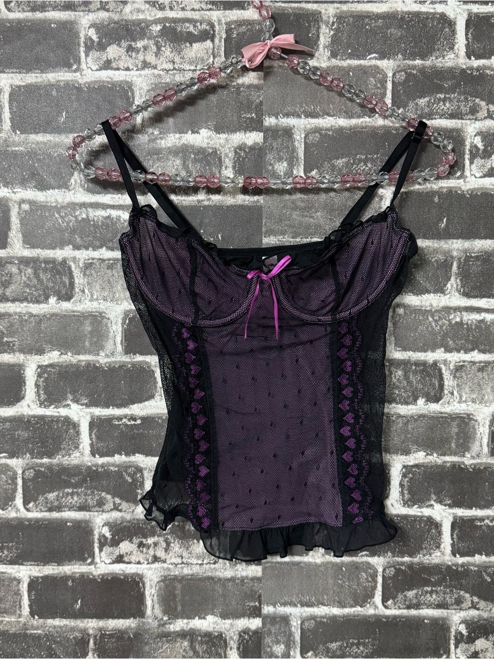 Victoria’s Secret lingerie corset top black purple lace